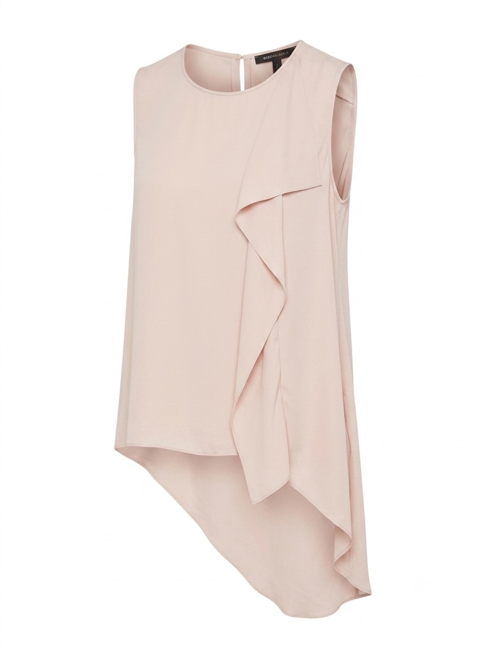BCBGMAXAZRIA Edythe Cascade Drape Sleeveless Blouse Pink High Low Size Large